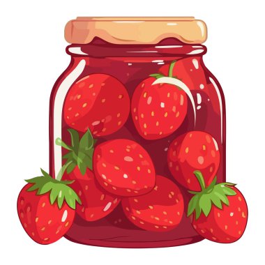 Taze organik çilek, izole bir kavanozda atıştırmalık saklar.