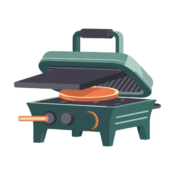 Viande Grillée Sur Barbecue Icône Parfaite Repas Été Isolé — Image vectorielle