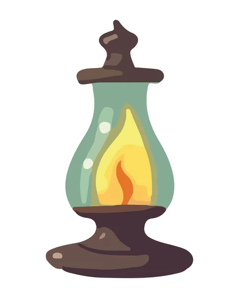 Flamme Vive Illumine Lanterne Antique Isolée — Image vectorielle