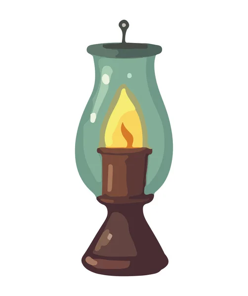 Der Antike Kerzenständer Leuchtet Bei Kerzenschein Isoliert — Stockvektor