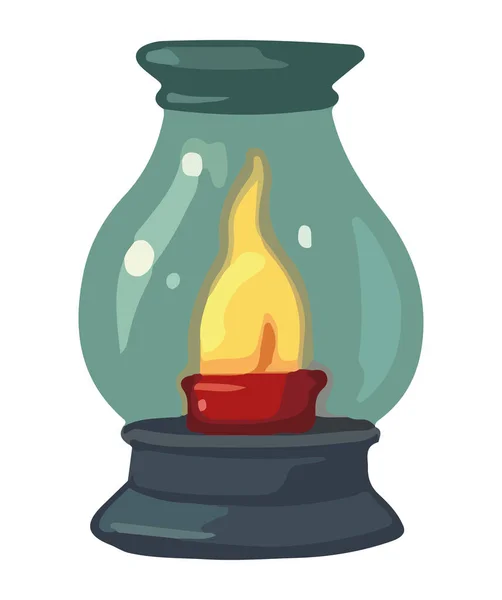 Eine Antike Laterne Mit Einer Glühenden Kerze — Stockvektor