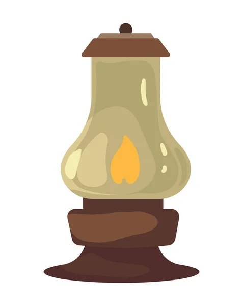 Une Lanterne Antique Avec Une Flamme Brûlante Isolée — Image vectorielle