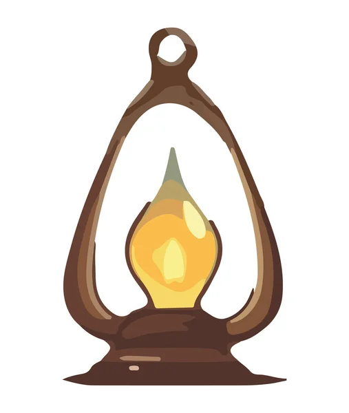 Lanterna Antiga Com Metal Dourado Brilhante Isolado —  Vetores de Stock