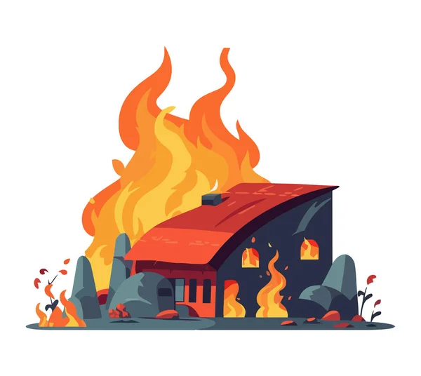 Hořící Peklo Nebezpečí Zkáza Nebezpečí Požárníka Izolované — Stockový vektor