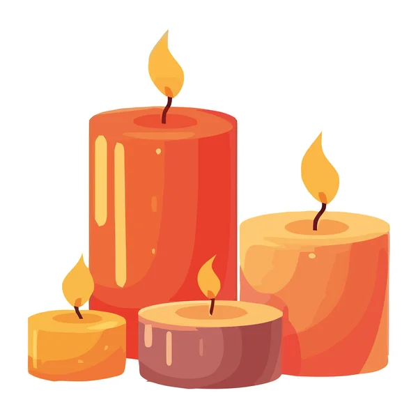 蜡烛的闪耀的火焰象征着孤立的爱情 — 图库矢量图片