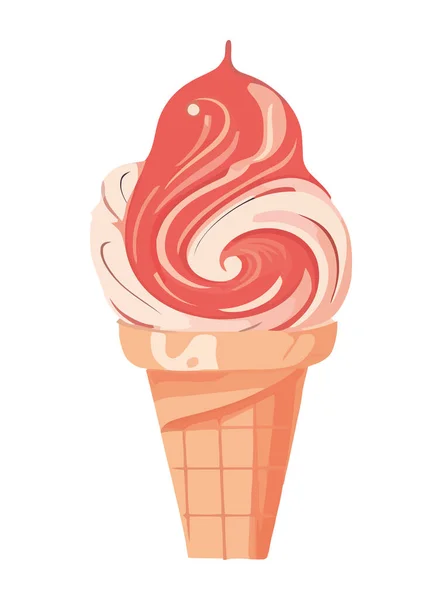 Sweet Summer Snack Ice Cream Cone Isolated — Stock Vector