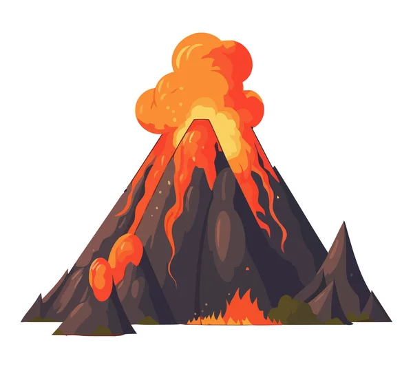 Vulkanlandschaft Bricht Aus Gefahr Droht Vereinzelt — Stockvektor