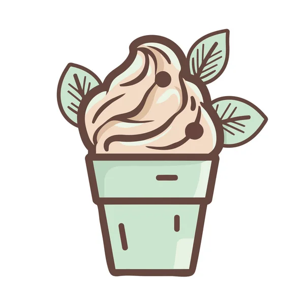 甘い夏のチョコレートアイスクリームサンデー孤立 — ストックベクタ