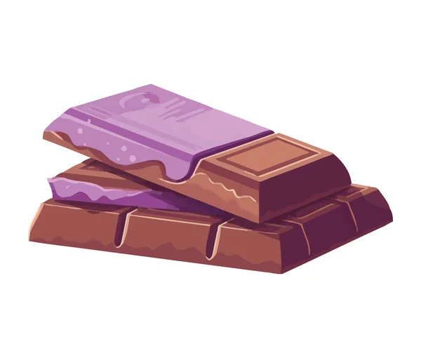 Chocolade Slice Bars Witte Achtergrond Geïsoleerd — Stockvector