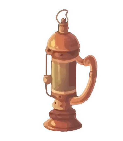 Lanterna Antiga Com Decoração Metálica Ornamentada Isolada — Vetor de Stock