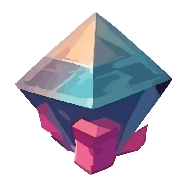 Abstraktní Křišťálová Pyramida Zářivým Symbolem Luxusního Daru Izolovaného — Stockový vektor