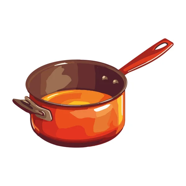 平底锅 在炉子上用勺子煮熟 孤立的 — 图库矢量图片