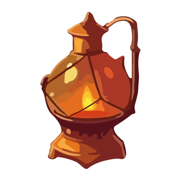 Antique Lanterne Poignée Icône Ornée Isolé — Image vectorielle
