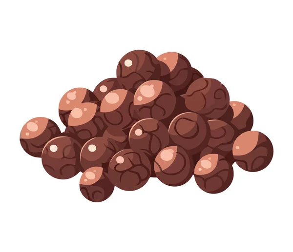 Süße Schokolade Aromen Kugeln Bonbons Isoliert — Stockvektor