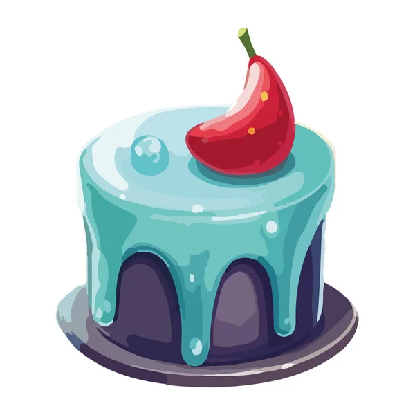 Gâteau Mignon Sur Une Assiette Avec Baies Isolées — Image vectorielle