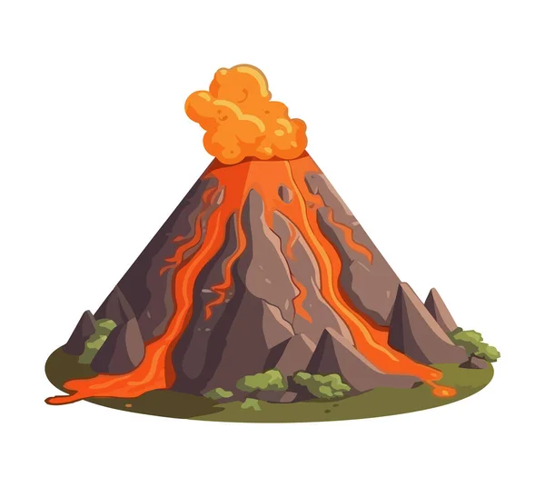 Pic Montagneux Éruption Avec Activité Volcanique Dangereuse Isolé — Image vectorielle
