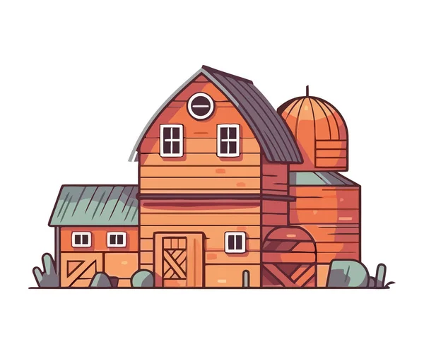 Rural Scene Winter Hut Barn Isolated — Stock Vector