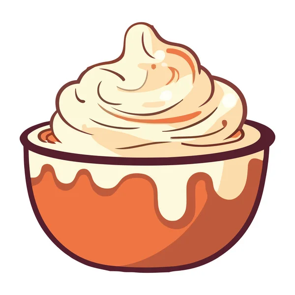 Cupcake Avec Décoration Crème Fouettée Isolé — Image vectorielle
