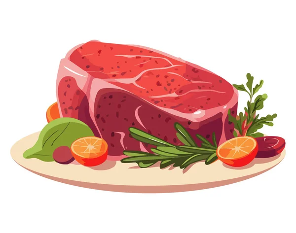 Carne Cerdo Parrilla Una Comida Gourmet Aislado — Vector de stock