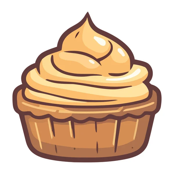 Ein Gourmet Cupcake Mit Schokoladenglasur Isoliert — Stockvektor