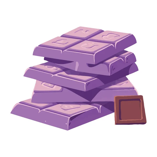 Barras Chocolate Púrpura Dulce Iconos Aislados — Vector de stock