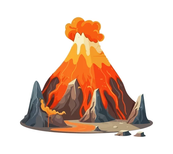 Vulkankrater Ausgebrochen Gefahr Klippe Isoliert — Stockvektor