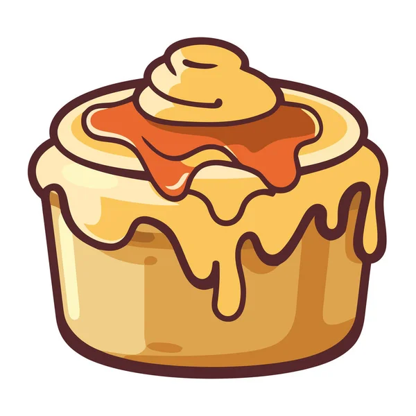 Lindo Cupcake Dibujos Animados Con Decoración Amarilla Aislado — Vector de stock