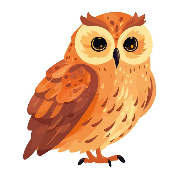 Yellow Eagle Owl Sharp Beak Isolated — Stock Vector