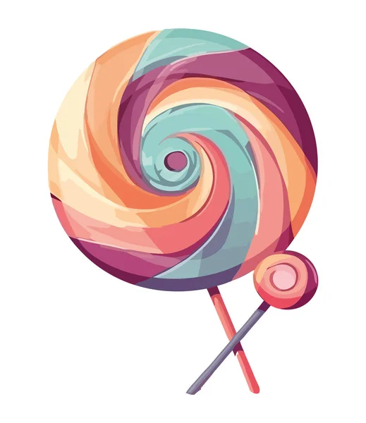 Spinning Spiral Sweet Candy Lollipops Isolated — Stock Vector