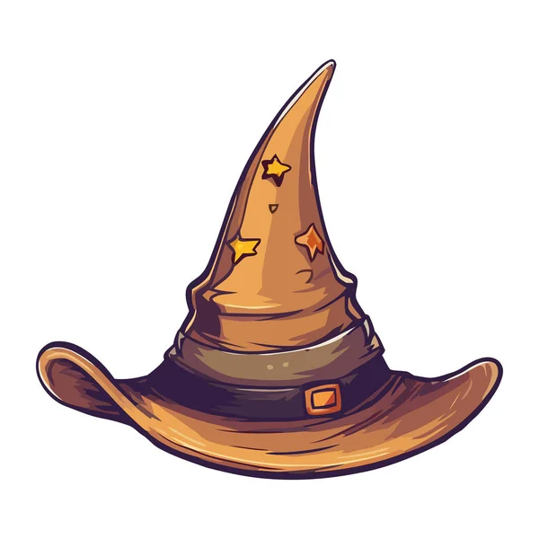 Шляпа Ведьмы Символизирует Приключение Осенний Сезон Изолированы — стоковый вектор