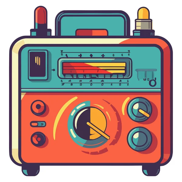 Old Fashioned Boom Box Playing Cassette Isolated — Stock Vector