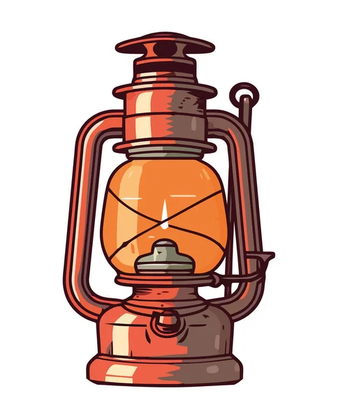 Lanterna Rústica Brilhando Com Óleo Ícone Chama Isolado — Vetor de Stock