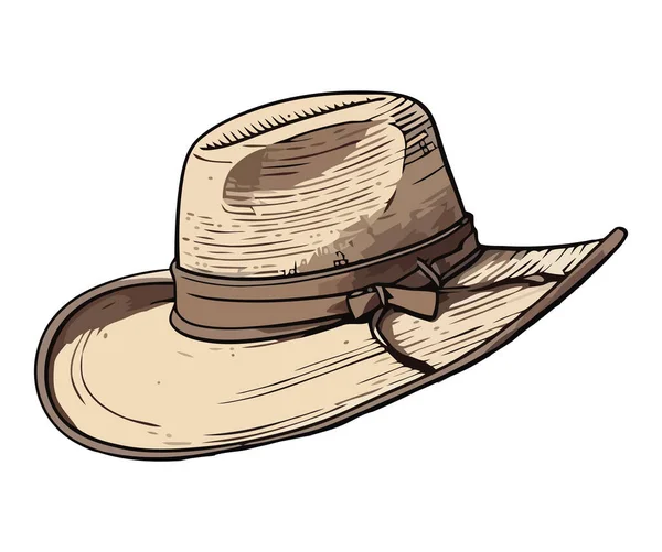Κομψό Ψάθινο Καπέλο Συμβολίζει Παλιομοδίτικη Εικόνα Απομονωμένη — Διανυσματικό Αρχείο
