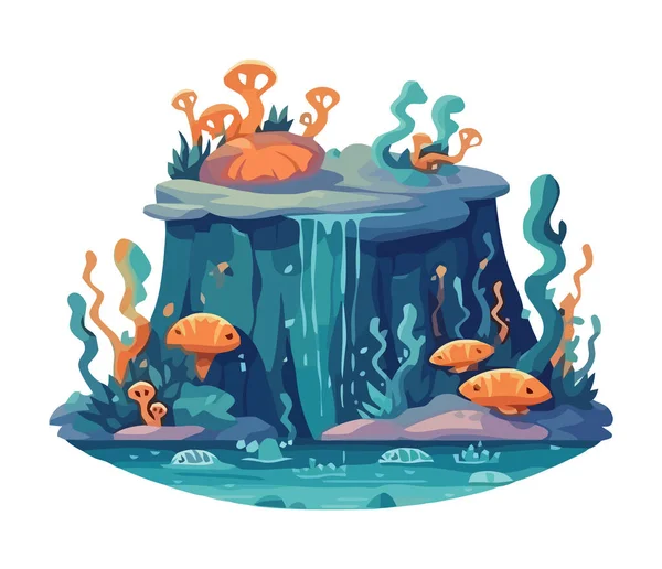 Onderwater Natuur Koraal Zeewier Scène Geïsoleerd — Stockvector