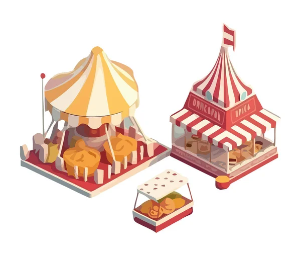 Изолированные Традиционные Карнавальные Палатки Киоск — стоковый вектор