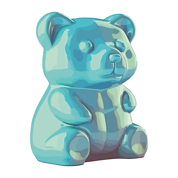 Sweet Candy Gum Blue Bear Shape Isolated — Stock Vector