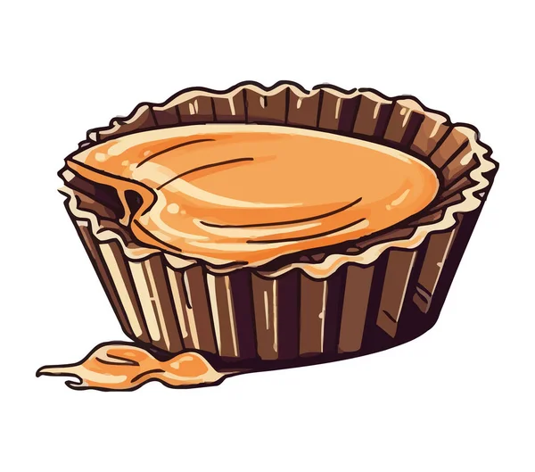 Niedliche Cupcake Mit Schokolade Zuckerguss Isoliert — Stockvektor