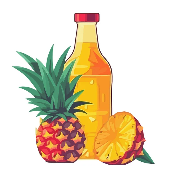 新鲜的菠萝鸡尾酒 热带夏季小食隔离 — 图库矢量图片