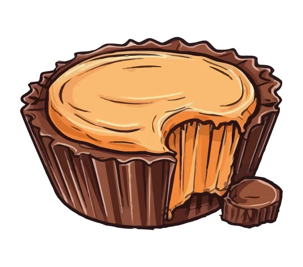 Cupcake Mignon Avec Glaçage Chocolat Isolé — Image vectorielle