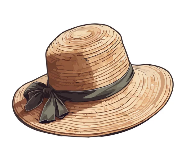 Sombrero Paja Mujer Icono Cabeza Aislado — Archivo Imágenes Vectoriales