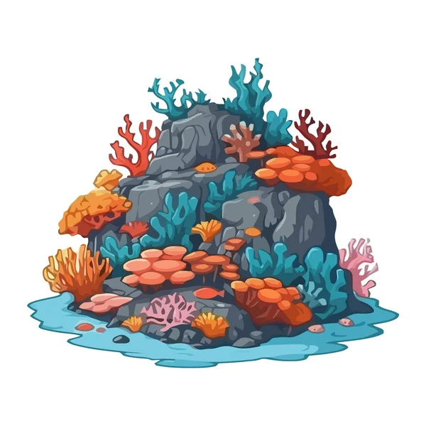 Глубоководный Ландшафт Разноцветным Рифом Изолирован — стоковый вектор