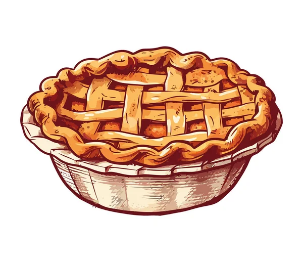 焼きたてのアップルパイは 伝統の甘いシンボルです — ストックベクタ