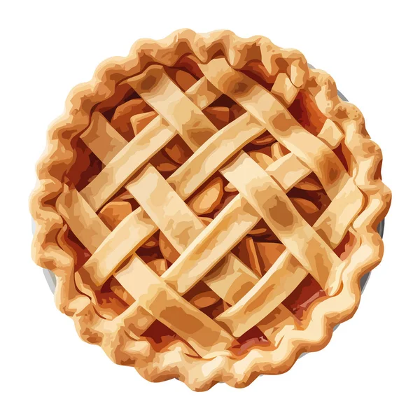 Baru Dipanggang Pie Apel Dengan Kisi Kisi Terisolasi - Stok Vektor