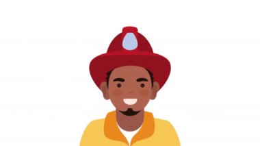 Kasklı itfaiyeci profesyonel animasyon 4K video animasyonu