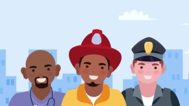 Erkek profesyonel işçiler karakter animasyonu 4k video animasyonu