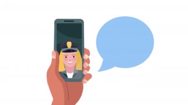 akıllı telefon animasyonunda bayan polis memuru 4k video animasyonu