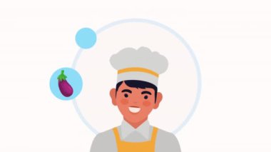 Şef profesyonel işçi karakter animasyonu 4k video animasyonu