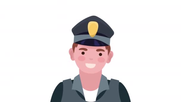 Erkek Polis Memuru Animasyon Video Animasyonu — Stok video