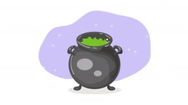 Kazan animasyonunda yeşil iksir 4k video animasyonu