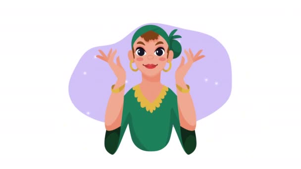 Feiticeira Feminina Com Animação Terno Verde Vídeo Animado — Vídeo de Stock